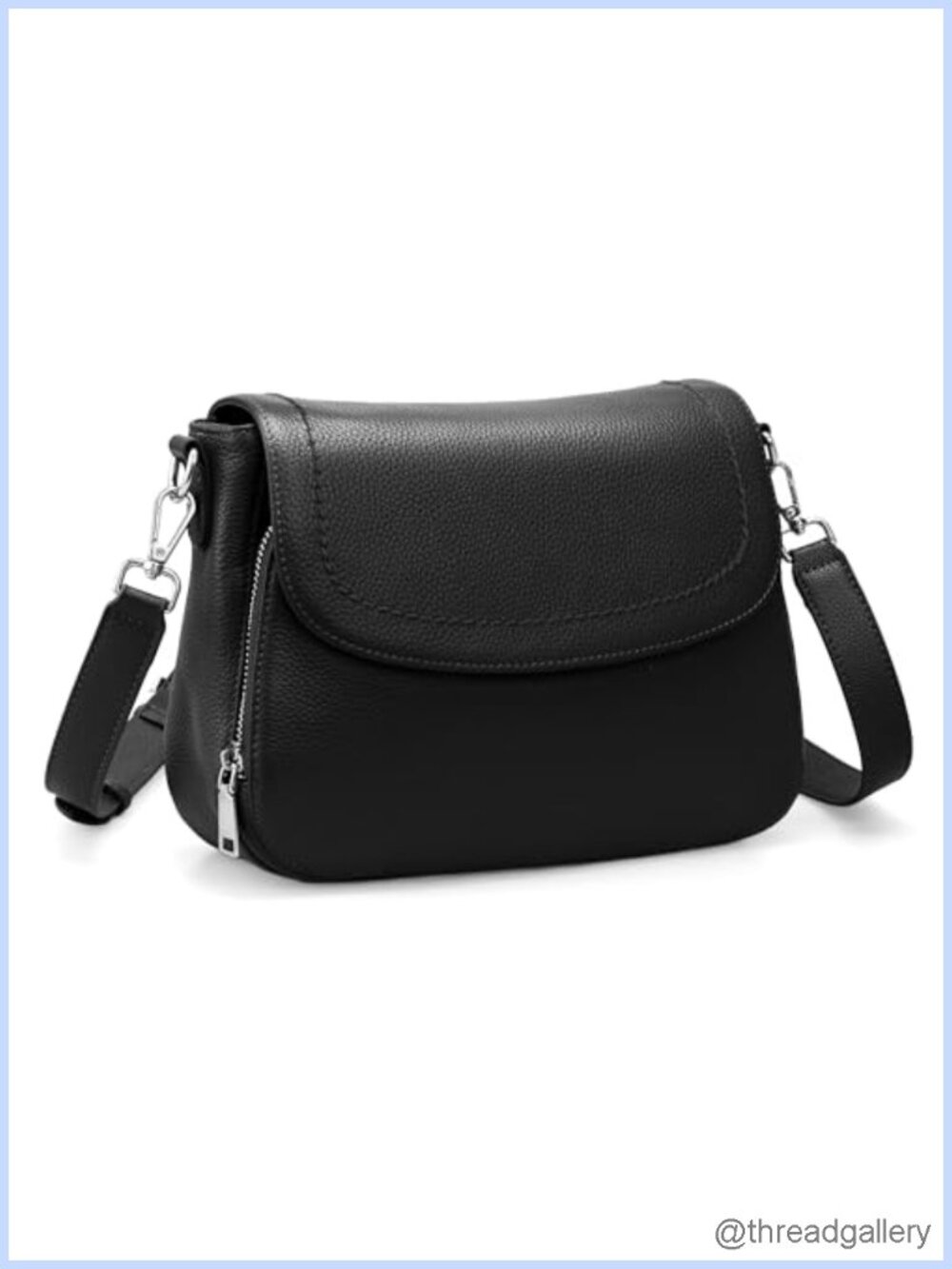 Genuine Leather Medium Crossbody Bag RFID Wallet Saddle Purse